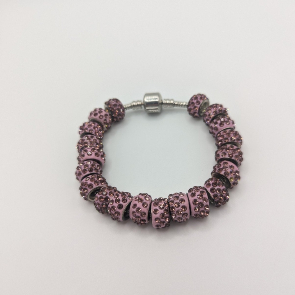 20 Pink rhinestone Pandora styled beads